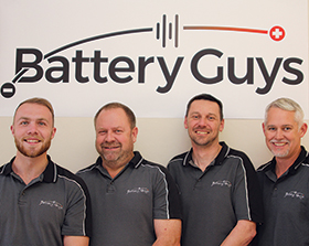 The Battery Guys sales team. From left to right: Jason Kruger, Nigel Hulleman, Troy Browne, Aaron Parkhouse.